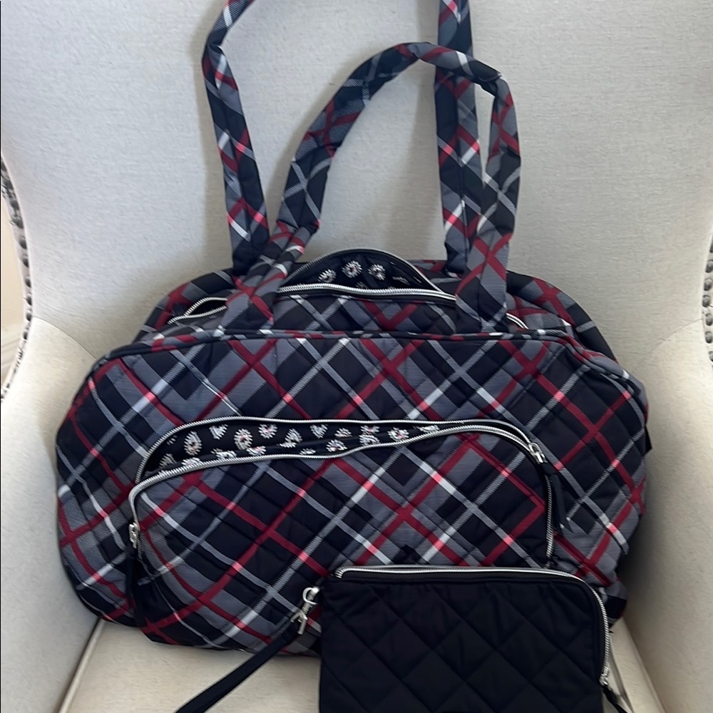 Vera Bradley Black and Red Travel Bag Set Quilted Design